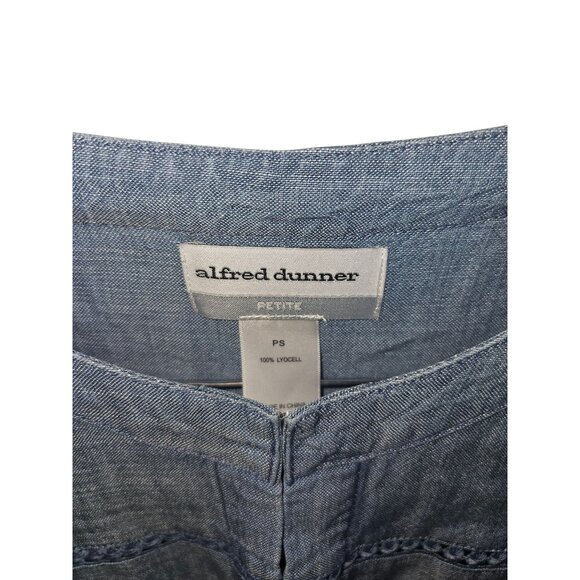 Alfred Dunner Womens Petite Small Blue Chambray Jacket w/Pockets & 3/4 Sleeves - Picture 10 of 13